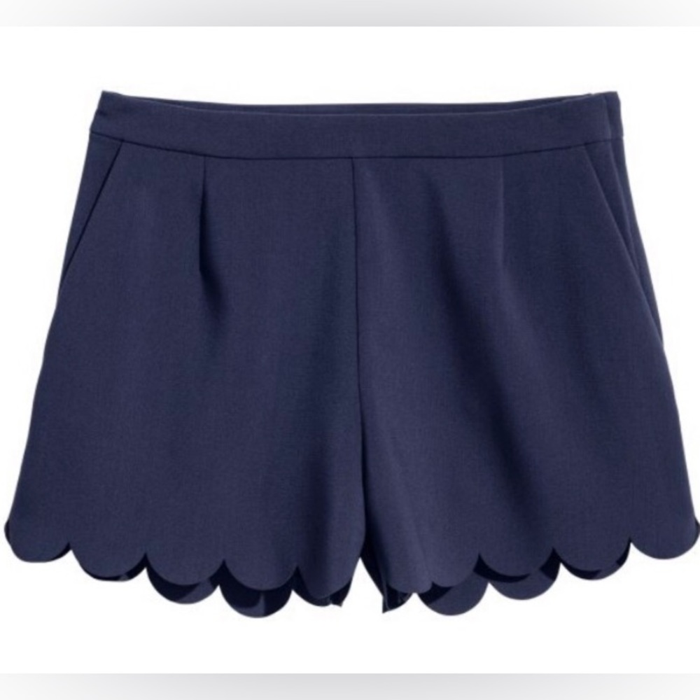 H&M Navy Scalloped Shorts
